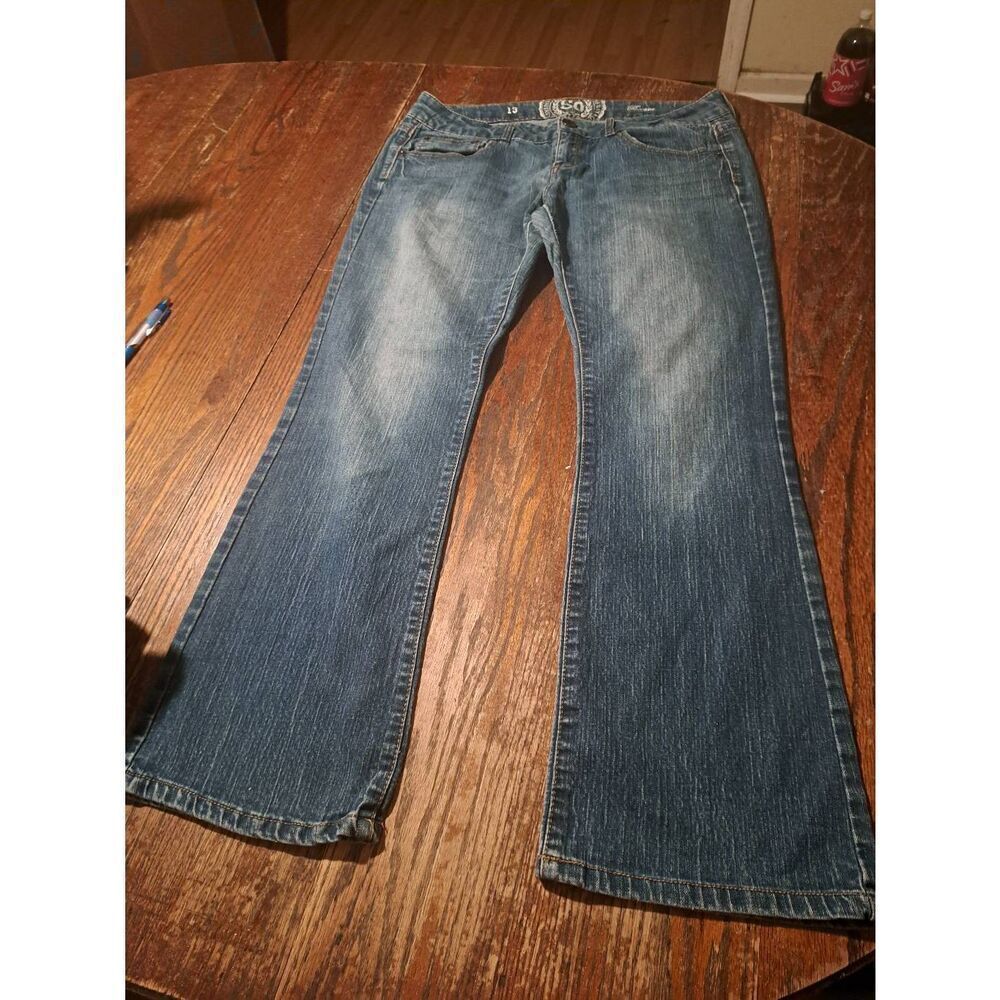 So Authentic American Heritage Womens Junior Size 13 Bootcut Denim Blue Jeans